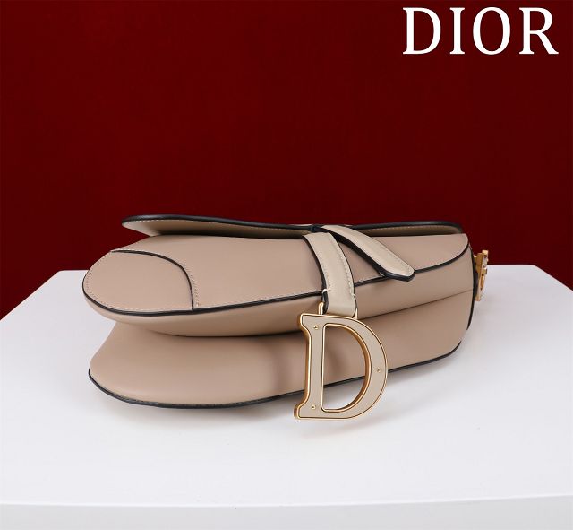 Dior original smooth calfskin saddle bag M0455 beige&apricot