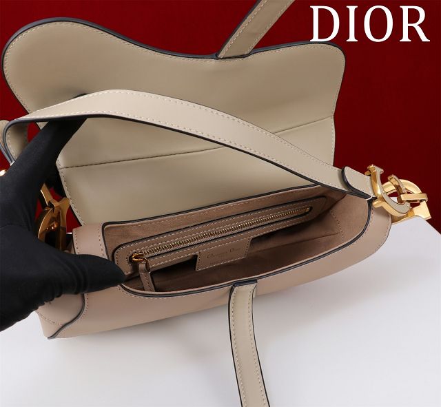 Dior original smooth calfskin saddle bag M0455 beige&apricot