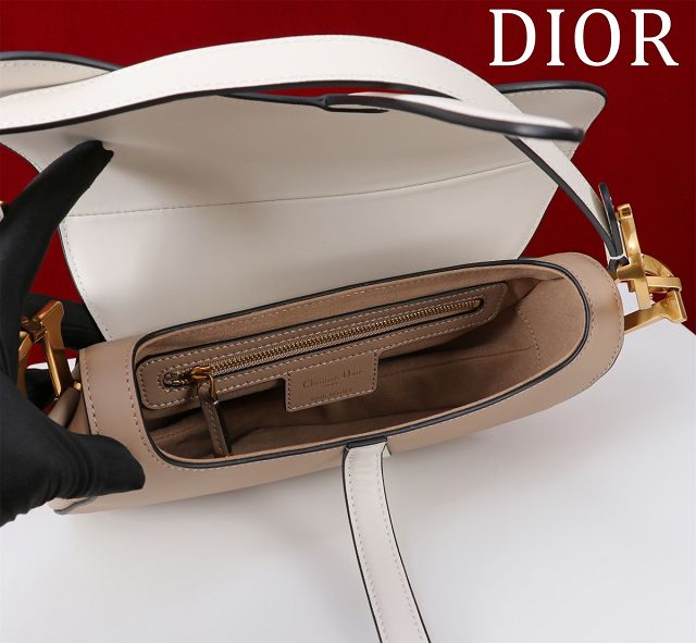 Dior original smooth calfskin saddle bag M0455 white&apricot