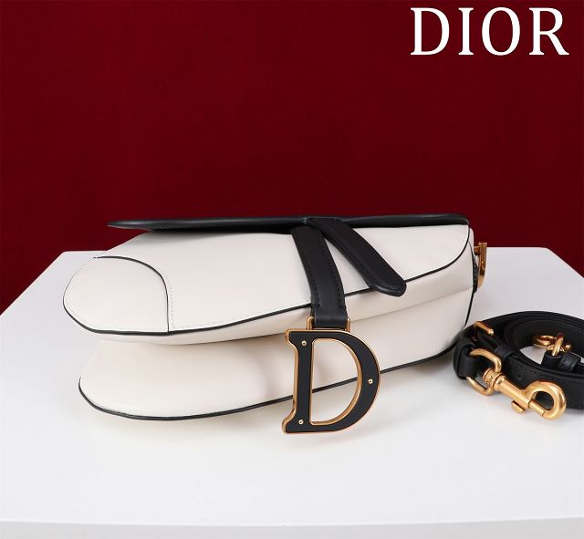 Dior original smooth calfskin saddle bag M0455 white&black