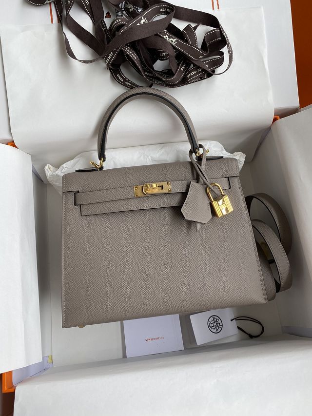 Hermes original epsom leather kelly 25 bag K25-1 grey asphalte