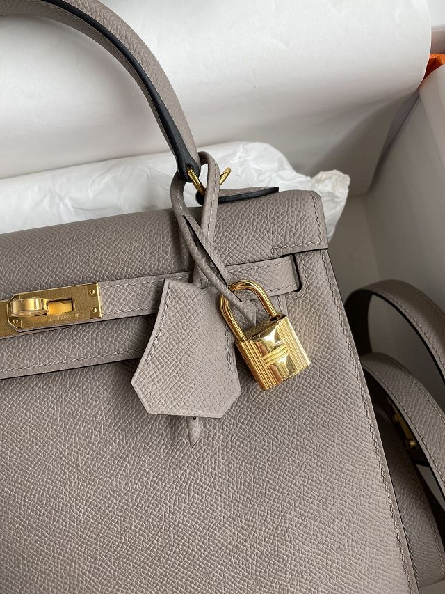 Hermes original epsom leather kelly 25 bag K25-1 grey asphalte