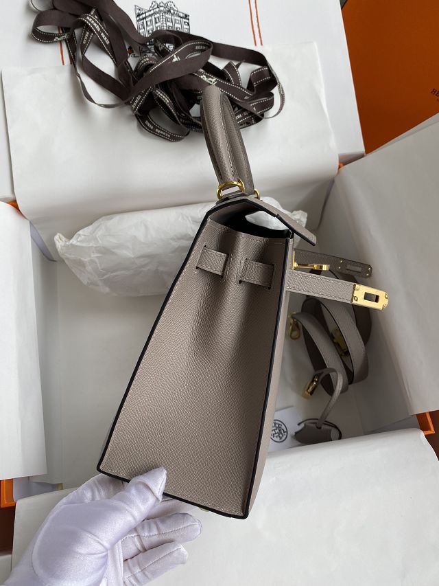 Hermes original epsom leather kelly 25 bag K25-1 grey asphalte