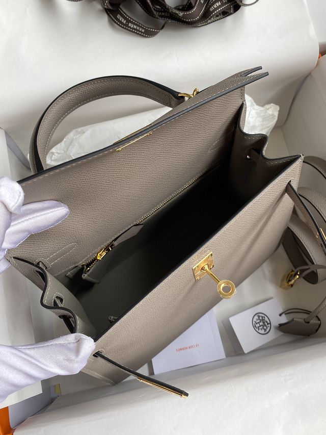 Hermes original epsom leather kelly 25 bag K25-1 grey asphalte