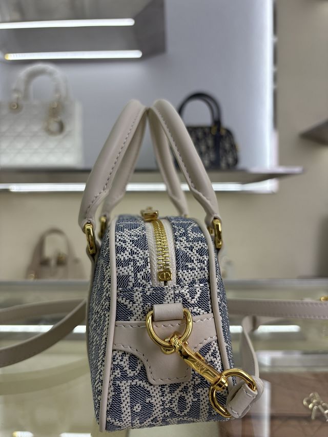 Dior original fabric mini D-vibe bowling bag S2388 blue