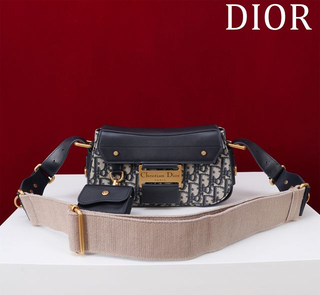 Dior original fabric&calfskin small streetchic bag M3913 blue