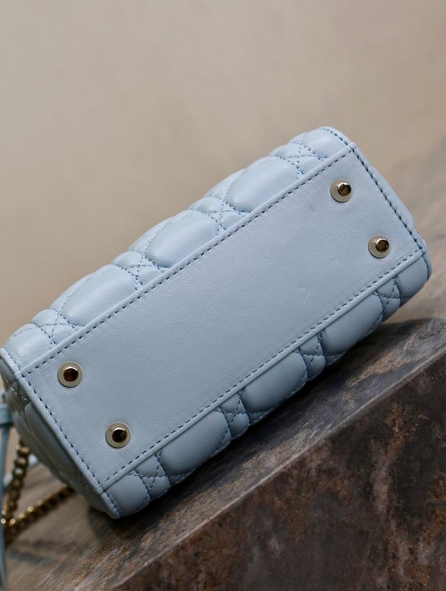 Dior original lambskin mini lady bag M0505 blue&green