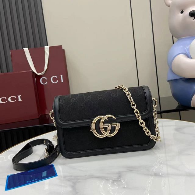 GG original denim go small shoulder bag 826761 black
