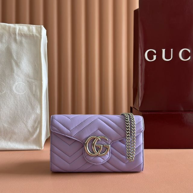 GG original calfskin marmont wallet on chain 837745 purple