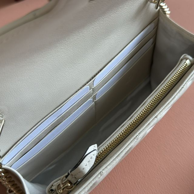 GG original calfskin marmont wallet on chain 837745 white