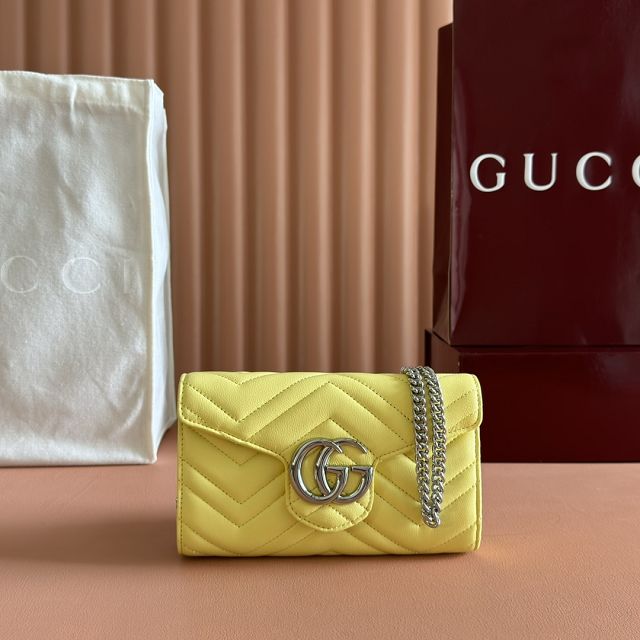 GG original calfskin marmont wallet on chain 837745 yellow