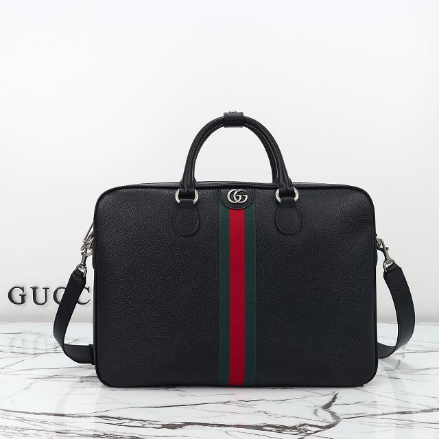 GG original calfskin ophidia large briefcase 834461 black