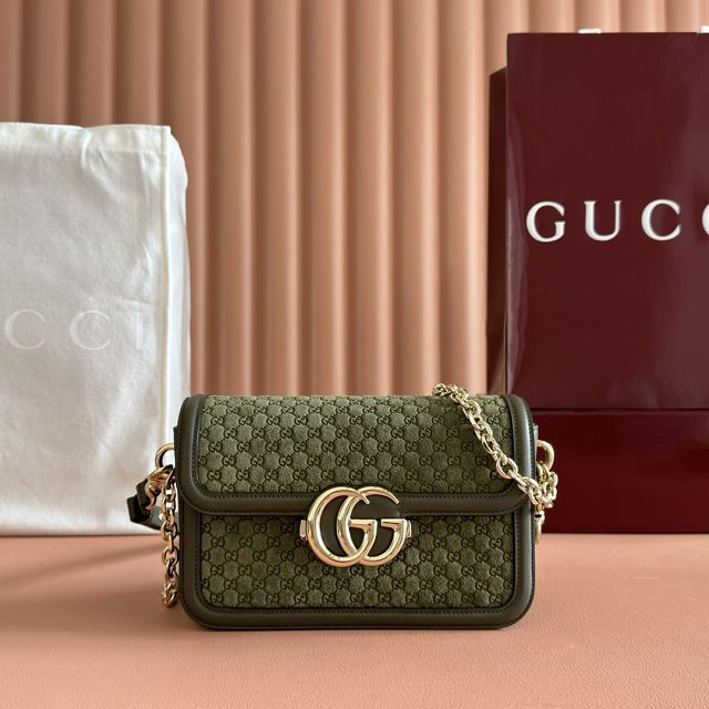 GG original suede calfskin go small shoulder bag 826761 green