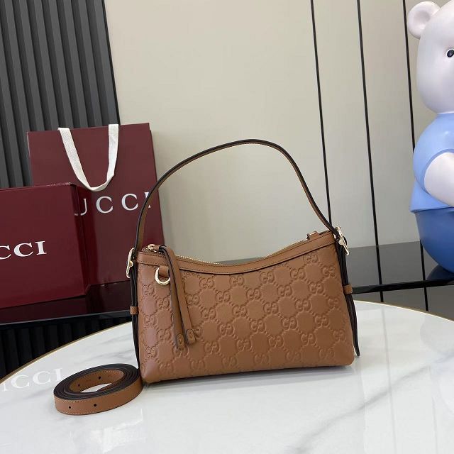 GG original calfskin emblem small shoulder bag 847450 brown