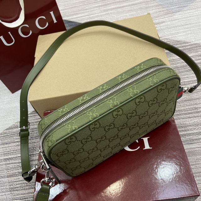 GG original canvas small crossbody bag 834802 green