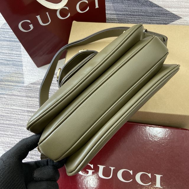 GG original calfskin 1955 horsebit shoulder bag 815178 green