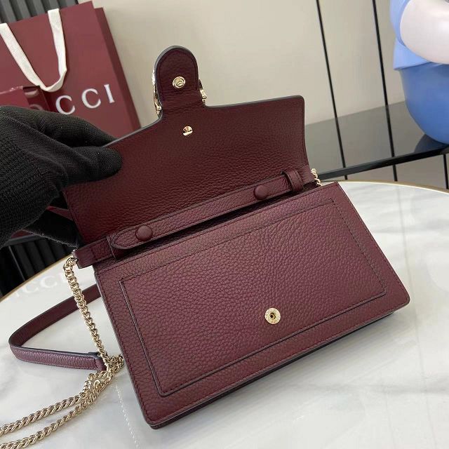 GG original calfskin dionysus wallet on chain 837373 bordeaux