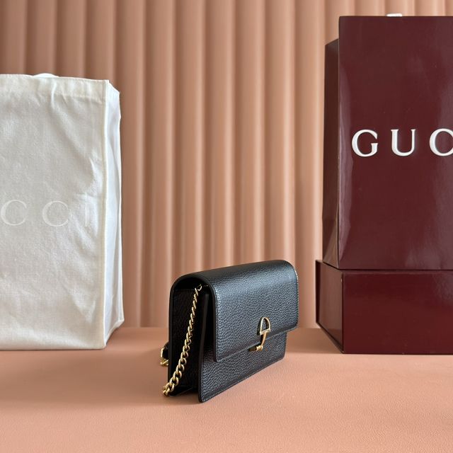 GG original calfskin softbit wallet on chain 837373-2 black	