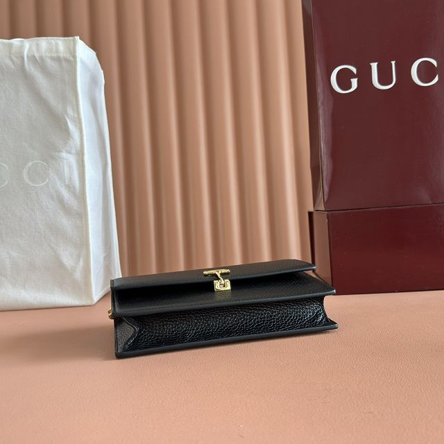 GG original calfskin softbit wallet on chain 837373-2 black	