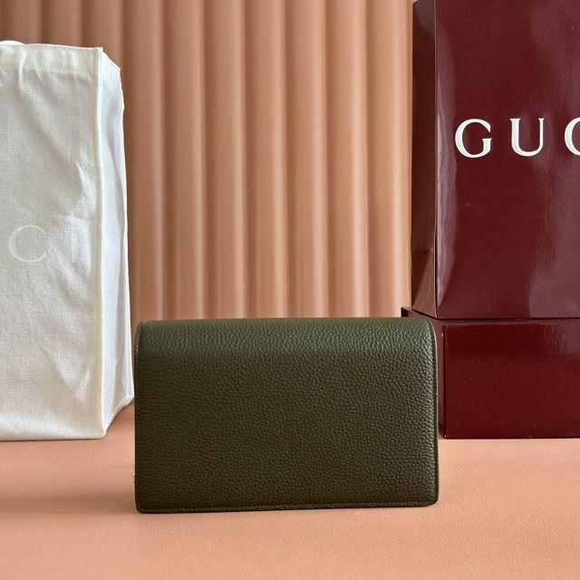 GG original calfskin softbit wallet on chain 837373-2 green