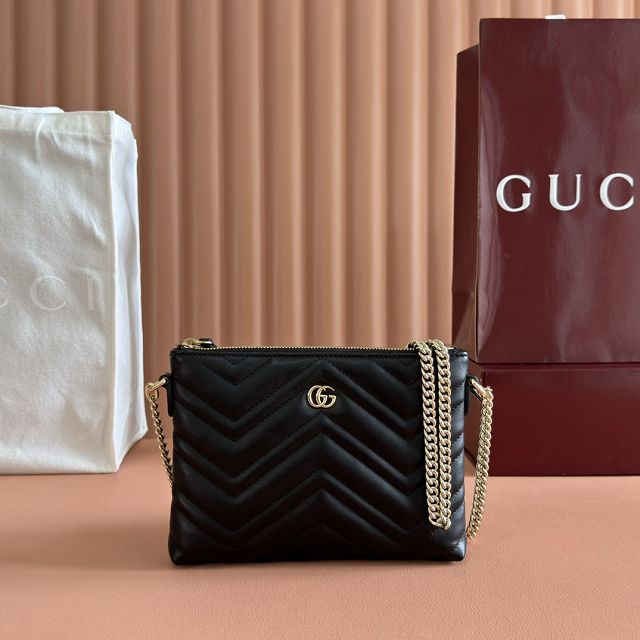 GG original calfskin marmont chain pouch 837742 black