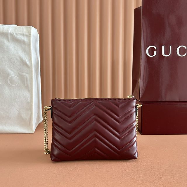 GG original calfskin marmont chain pouch 837742 bordeaux