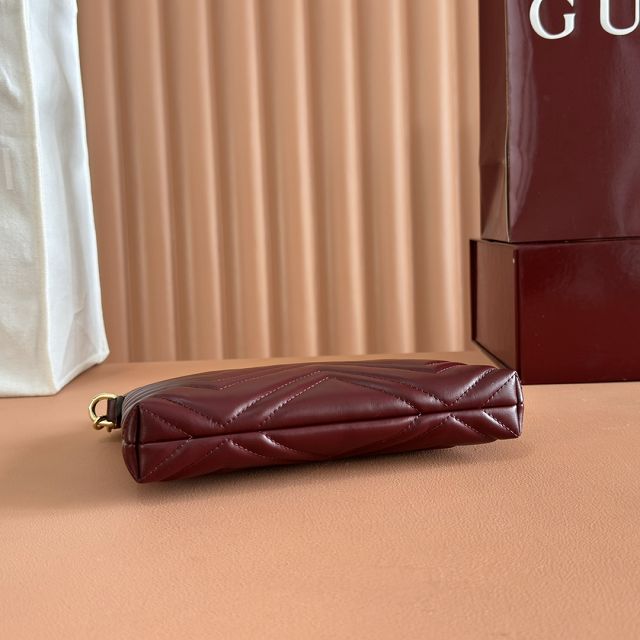 GG original calfskin marmont chain pouch 837742 bordeaux