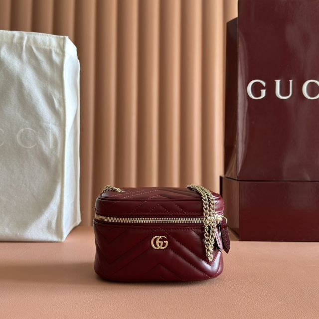 GG original calfskin marmont nano vanity bag 837455 bordeaux