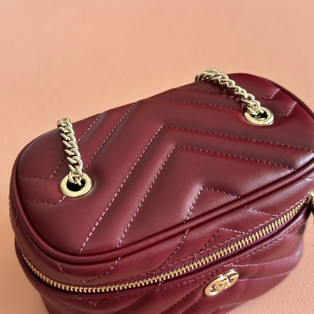 GG original calfskin marmont nano vanity bag 837455 bordeaux
