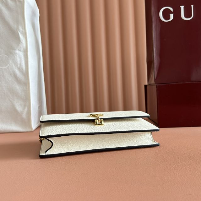 GG original calfskin softbit wallet on chain 837373-2 white