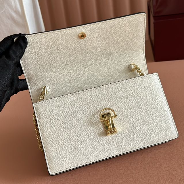 GG original calfskin softbit wallet on chain 837373-2 white