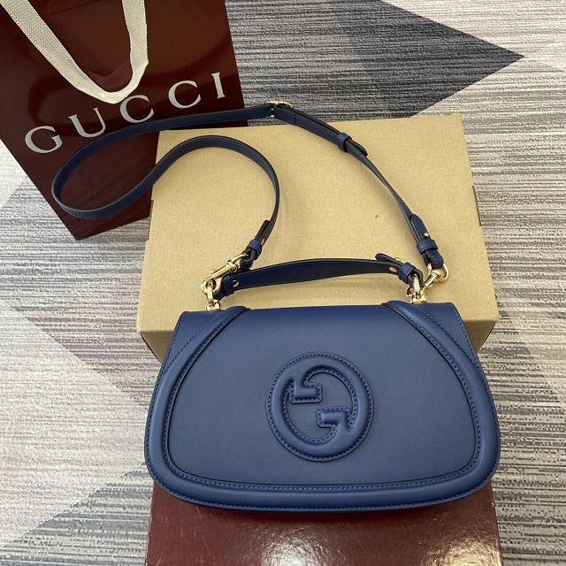 GG original calfskin blondie small top handle bag 815714 blue