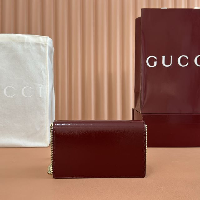 GG original calfskin dionysus wallet on chain 837374 bordeaux