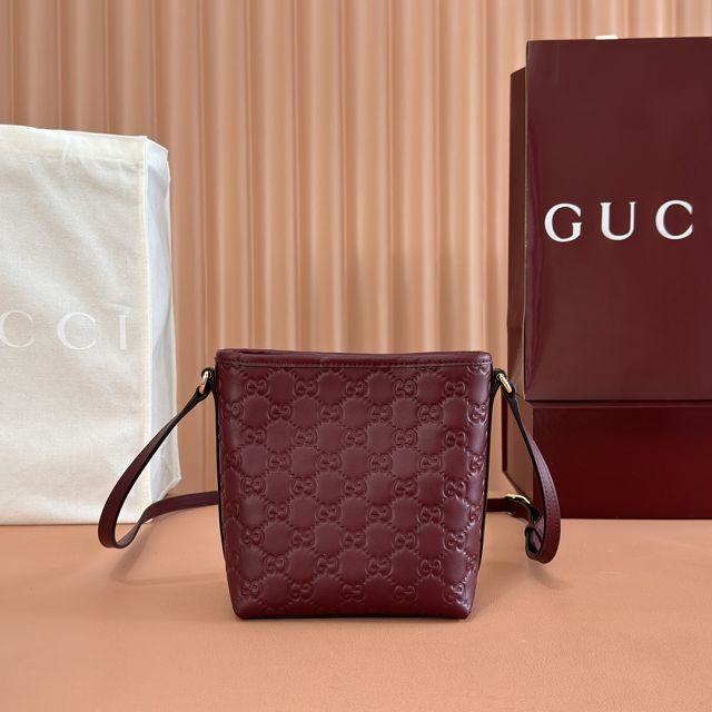 GG original calfskin emblem nano bucket bag 847090 bordeaux
