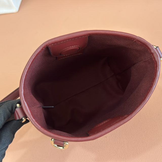 GG original calfskin emblem nano bucket bag 847090 bordeaux