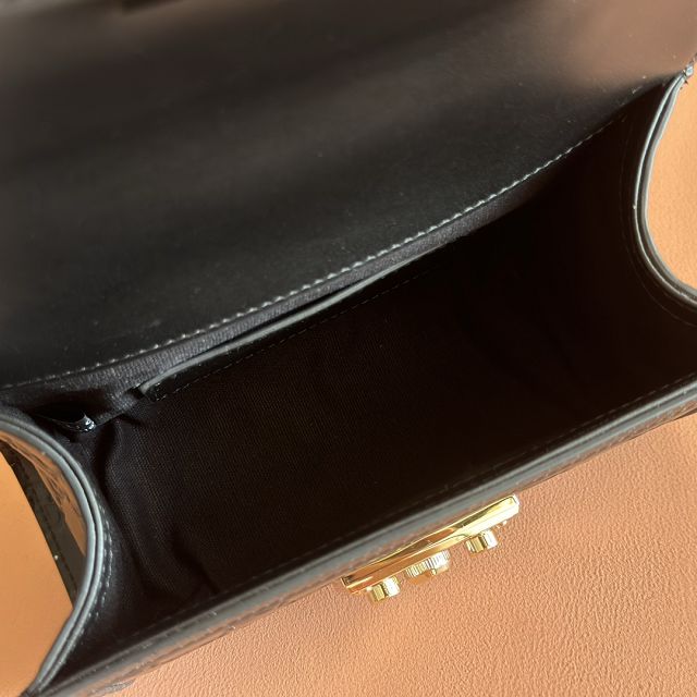 GG original calfskin padlock small top handle bag 838999 black