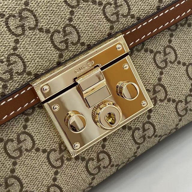 GG original fabric padlock small top handle bag 838999 brown