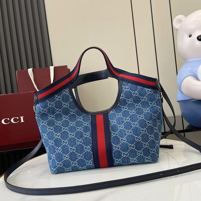 GG original denim giglio small tote bag 860845 blue