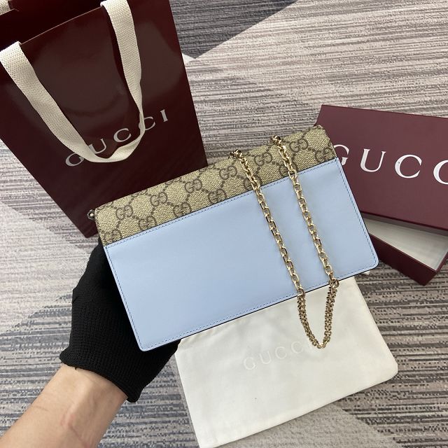 GG original fabric emblem wallet on chain 838151 blue