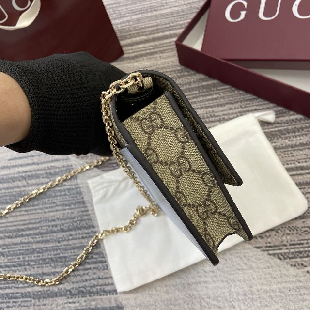 GG original fabric emblem wallet on chain 838151 blue