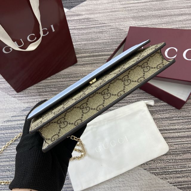 GG original fabric emblem wallet on chain 838151 blue