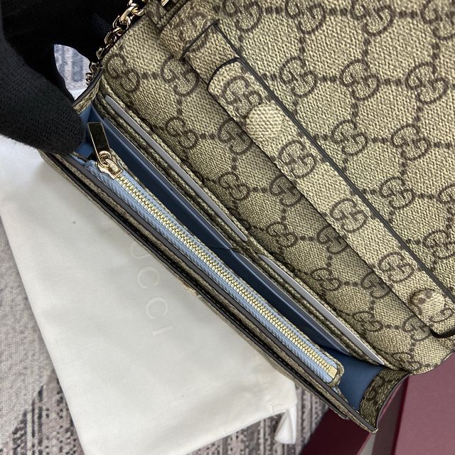 GG original fabric emblem wallet on chain 838151 blue