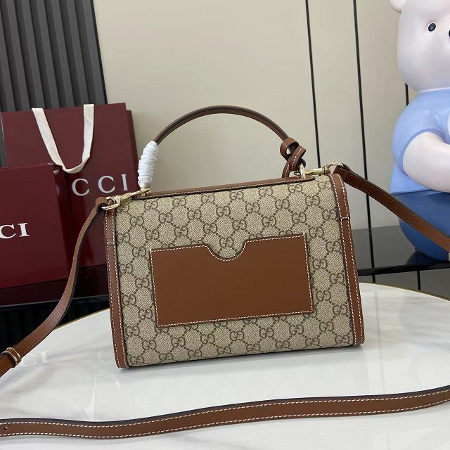 GG original fabric padlock medium top handle bag 838998 brown