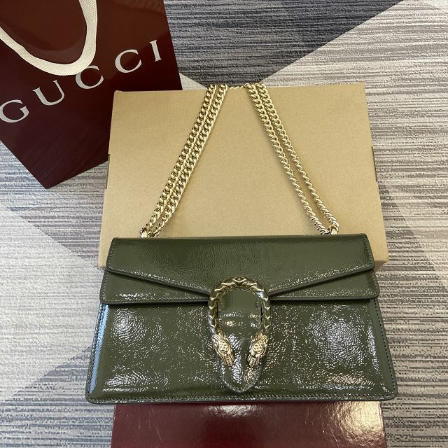 GG original shiny calfskin dionysus medium shoulder bag 795005 green