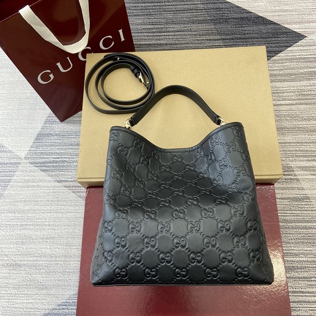 GG original calfskin emblem medium bucket bag 815103 black
