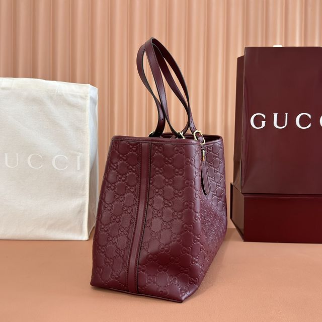 GG original calfskin emblem medium tote bag 815213 bordeaux