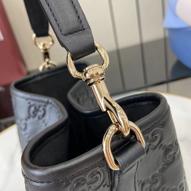 GG original calfskin emblem mini bucket bag 815118 black