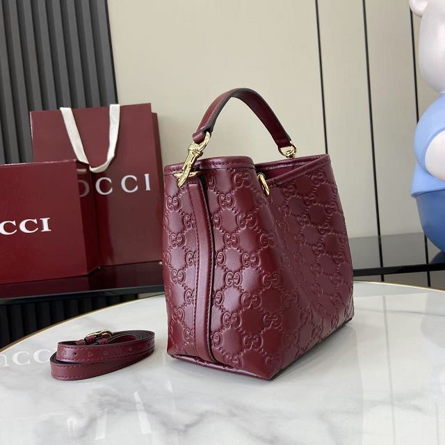 GG original calfskin emblem mini bucket bag 815118 bordeaux