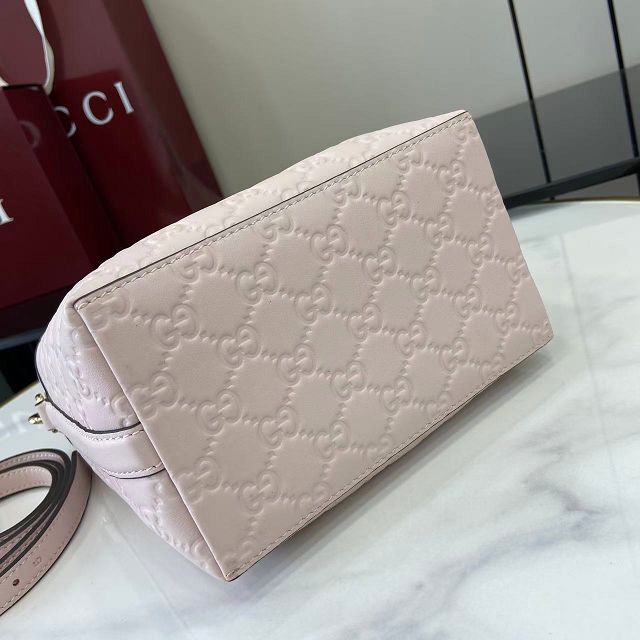 GG original calfskin emblem mini bucket bag 815118 light pink