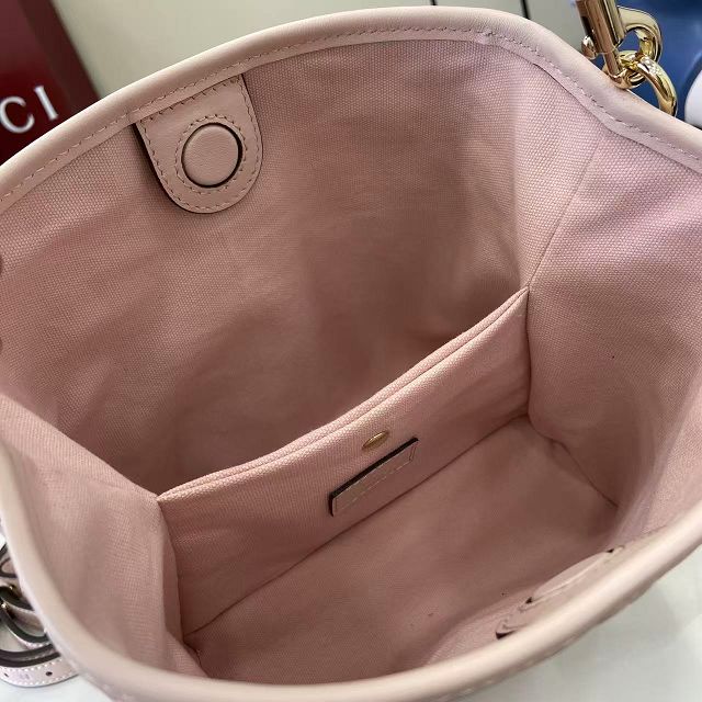 GG original calfskin emblem mini bucket bag 815118 light pink